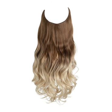 SARLA Natural Synthetic Halo Hair Extensions No Clip In Artificial Fake Ombre Blonde Brown Black Pink Red Wavy False Hair Piece - east2cart.uk