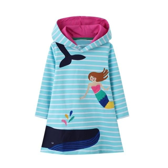 Rainbow Embroidery Girls Hoodie Dress