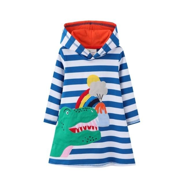 Rainbow Embroidery Girls Hoodie Dress