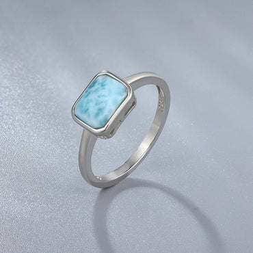 Ladies Natural Gemstone Larimar Ring - east2cart.uk