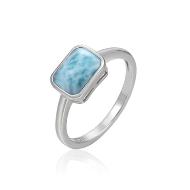 Ladies Natural Gemstone Larimar Ring - east2cart.uk