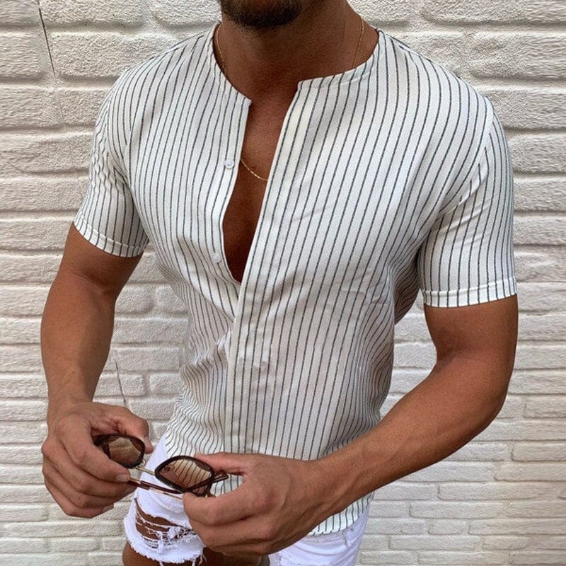 Short Sleeve Striped Casual Shirt