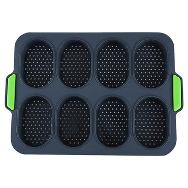 Mini Baguette Baking Tray,Non-Stick Perforated Pan-Bread Crisping Tray,DIY 8Grid Rectangular Bread Baking Mold Bakeware Tools - east2cart.uk