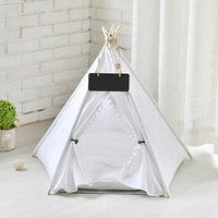 Portable Linen Pet Tent Dog House kitten House Washable Teepee Puppy Cat Indoor Outdoor Kennels Portable Teepee Cave with Mat - east2cart.uk