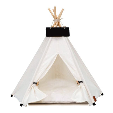 Portable Linen Pet Tent Dog House kitten House Washable Teepee Puppy Cat Indoor Outdoor Kennels Portable Teepee Cave with Mat - east2cart.uk