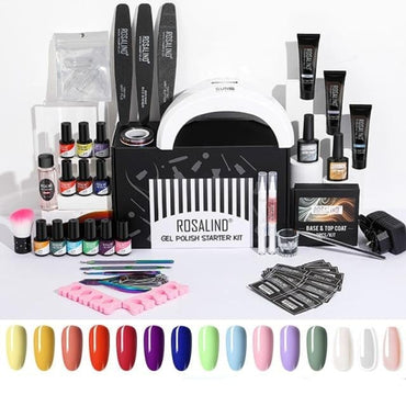 ROSALIND Nail Gel Manicure Set Lamp Gel Tools Kits For Nails Art UV Lamp Semi Permanent Nail Gel Polish Set With Base Top Coat - east2cart.uk