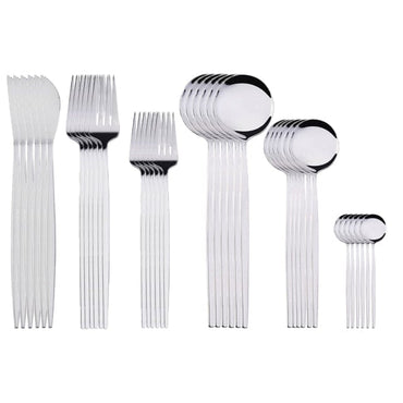 36Pcs Matte Stainless Steel Cutlery Set - east2cart.uk