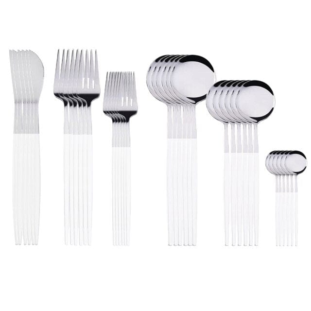 36Pcs Matte Stainless Steel Cutlery Set - east2cart.uk