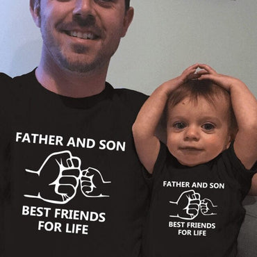 Father and son best friends for life print T-shirt