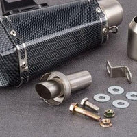 Motorcycle exhaust with Db killer stickers