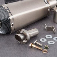 Motorcycle exhaust with Db killer stickers