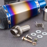 Motorcycle exhaust with Db killer stickers