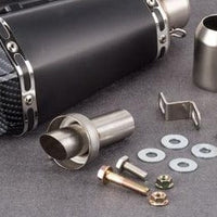 Motorcycle exhaust with Db killer stickers