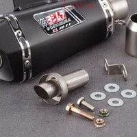 Motorcycle exhaust with Db killer stickers