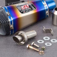 Motorcycle exhaust with Db killer stickers