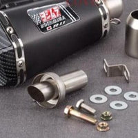 Motorcycle exhaust with Db killer stickers