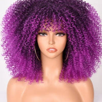16''Short Hair Afro Kinky Curly Wig With Bangs - east2cart.uk