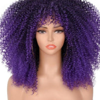 16''Short Hair Afro Kinky Curly Wig With Bangs - east2cart.uk