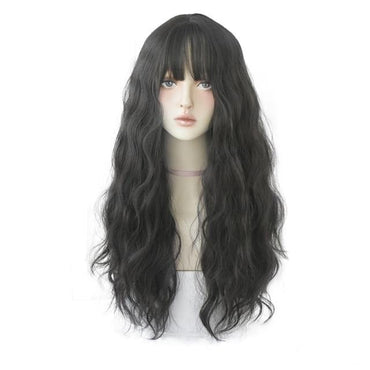 Deep Blue Wave Synthetic Wig With Bangs - east2cart.uk