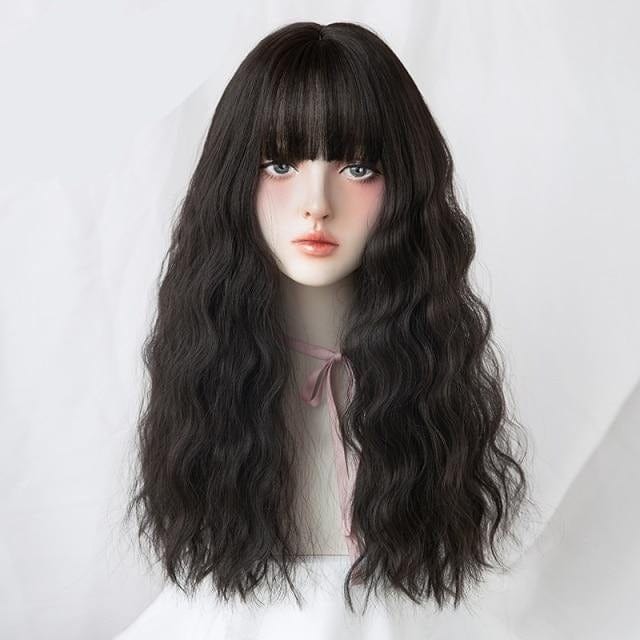 Deep Blue Wave Synthetic Wig With Bangs - east2cart.uk