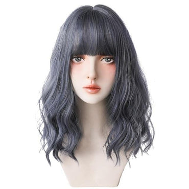 Deep Blue Wave Synthetic Wig With Bangs - east2cart.uk