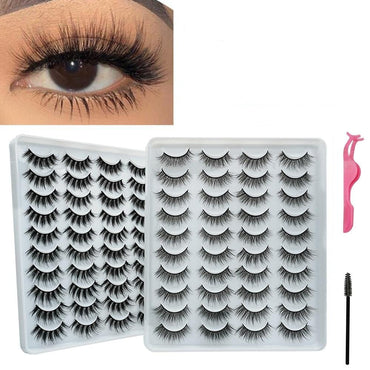 VISIBLE NEW 20 Pairs Mink Lashes 3D 8-20MM Natural Faux Cils False Eyelashes Wispies Fluffies Dramatic Volume Eyelashes - east2cart.uk