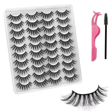 VISIBLE NEW 20 Pairs Mink Lashes 3D 8-20MM Natural Faux Cils False Eyelashes Wispies Fluffies Dramatic Volume Eyelashes - east2cart.uk