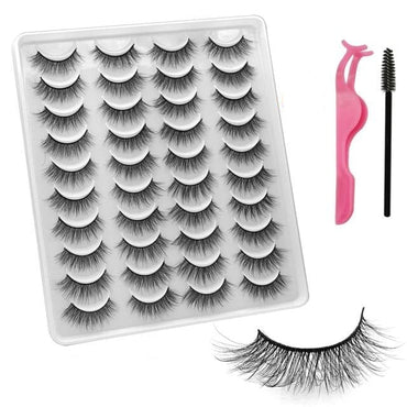 VISIBLE NEW 20 Pairs Mink Lashes 3D 8-20MM Natural Faux Cils False Eyelashes Wispies Fluffies Dramatic Volume Eyelashes - east2cart.uk