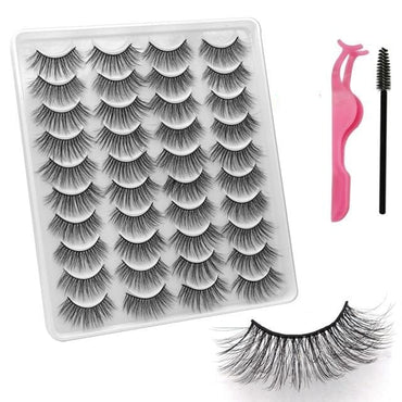 VISIBLE NEW 20 Pairs Mink Lashes 3D 8-20MM Natural Faux Cils False Eyelashes Wispies Fluffies Dramatic Volume Eyelashes - east2cart.uk