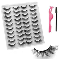 VISIBLE NEW 20 Pairs Mink Lashes 3D 8-20MM Natural Faux Cils False Eyelashes Wispies Fluffies Dramatic Volume Eyelashes - east2cart.uk