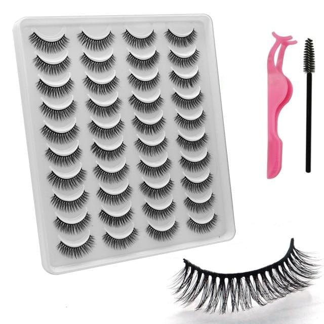 VISIBLE NEW 20 Pairs Mink Lashes 3D 8-20MM Natural Faux Cils False Eyelashes Wispies Fluffies Dramatic Volume Eyelashes - east2cart.uk