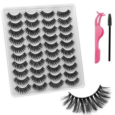 VISIBLE NEW 20 Pairs Mink Lashes 3D 8-20MM Natural Faux Cils False Eyelashes Wispies Fluffies Dramatic Volume Eyelashes - east2cart.uk