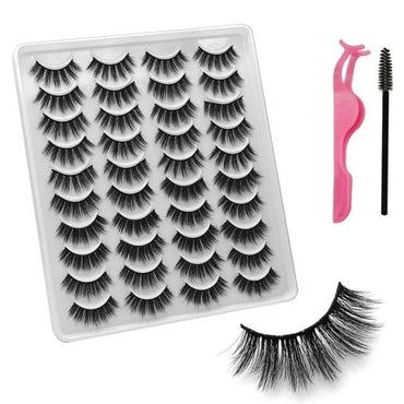 VISIBLE NEW 20 Pairs Mink Lashes 3D 8-20MM Natural Faux Cils False Eyelashes Wispies Fluffies Dramatic Volume Eyelashes - east2cart.uk