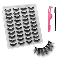 VISIBLE NEW 20 Pairs Mink Lashes 3D 8-20MM Natural Faux Cils False Eyelashes Wispies Fluffies Dramatic Volume Eyelashes - east2cart.uk