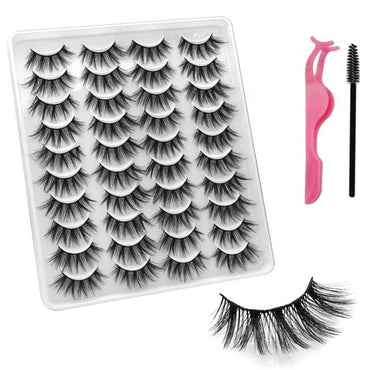 VISIBLE NEW 20 Pairs Mink Lashes 3D 8-20MM Natural Faux Cils False Eyelashes Wispies Fluffies Dramatic Volume Eyelashes - east2cart.uk