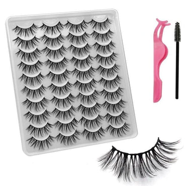 VISIBLE NEW 20 Pairs Mink Lashes 3D 8-20MM Natural Faux Cils False Eyelashes Wispies Fluffies Dramatic Volume Eyelashes - east2cart.uk