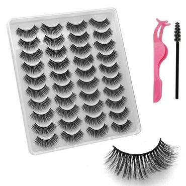 VISIBLE NEW 20 Pairs Mink Lashes 3D 8-20MM Natural Faux Cils False Eyelashes Wispies Fluffies Dramatic Volume Eyelashes - east2cart.uk