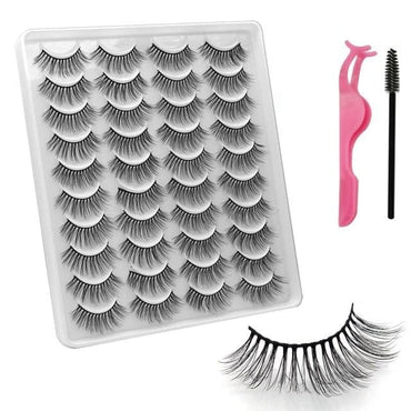 VISIBLE NEW 20 Pairs Mink Lashes 3D 8-20MM Natural Faux Cils False Eyelashes Wispies Fluffies Dramatic Volume Eyelashes - east2cart.uk