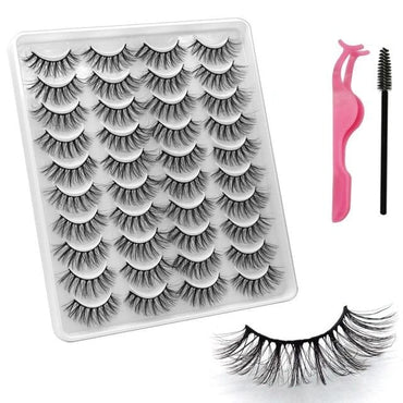 VISIBLE NEW 20 Pairs Mink Lashes 3D 8-20MM Natural Faux Cils False Eyelashes Wispies Fluffies Dramatic Volume Eyelashes - east2cart.uk