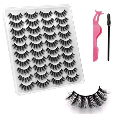 VISIBLE NEW 20 Pairs Mink Lashes 3D 8-20MM Natural Faux Cils False Eyelashes Wispies Fluffies Dramatic Volume Eyelashes - east2cart.uk