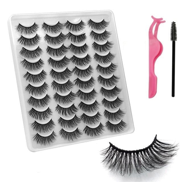 VISIBLE NEW 20 Pairs Mink Lashes 3D 8-20MM Natural Faux Cils False Eyelashes Wispies Fluffies Dramatic Volume Eyelashes - east2cart.uk