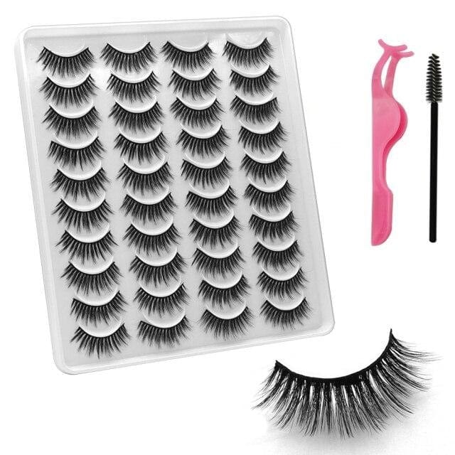 VISIBLE NEW 20 Pairs Mink Lashes 3D 8-20MM Natural Faux Cils False Eyelashes Wispies Fluffies Dramatic Volume Eyelashes - east2cart.uk