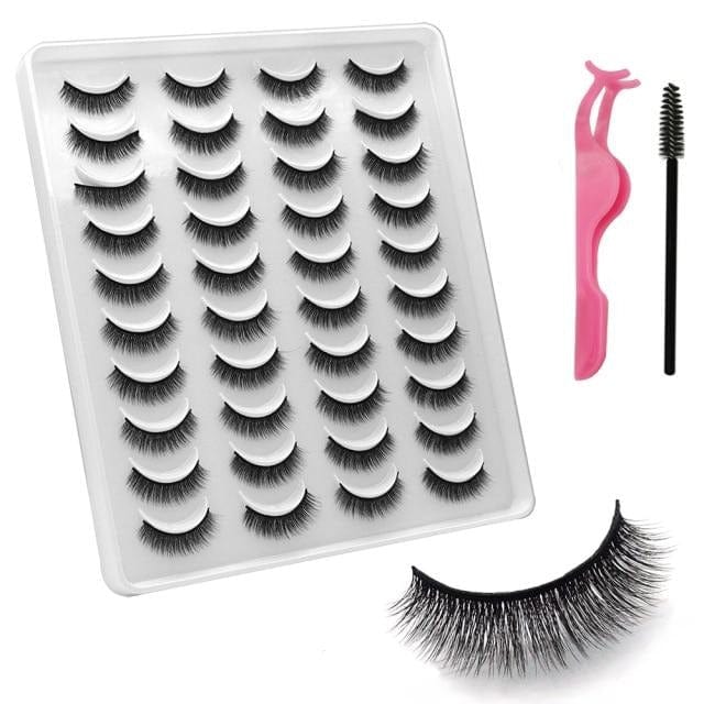 VISIBLE NEW 20 Pairs Mink Lashes 3D 8-20MM Natural Faux Cils False Eyelashes Wispies Fluffies Dramatic Volume Eyelashes - east2cart.uk