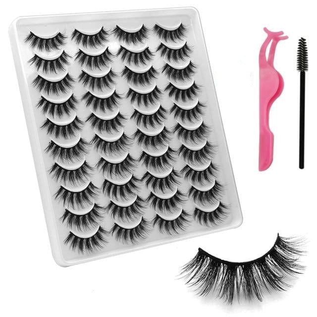 VISIBLE NEW 20 Pairs Mink Lashes 3D 8-20MM Natural Faux Cils False Eyelashes Wispies Fluffies Dramatic Volume Eyelashes - east2cart.uk