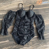 Swin Suit For Women Floral Swimwear 2021 New Bathing Suit High Waisted Bikini Lady Swim Jump Suit For Female Detachable Sleeves - east2cart.uk