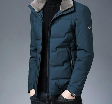 Casual Fur Collar Men's Down Jacket