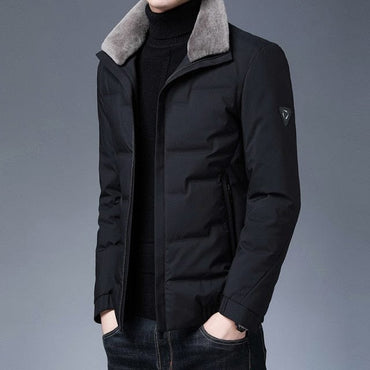 Casual Fur Collar Men's Down Jacket