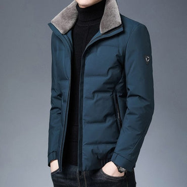 Casual Fur Collar Men's Down Jacket
