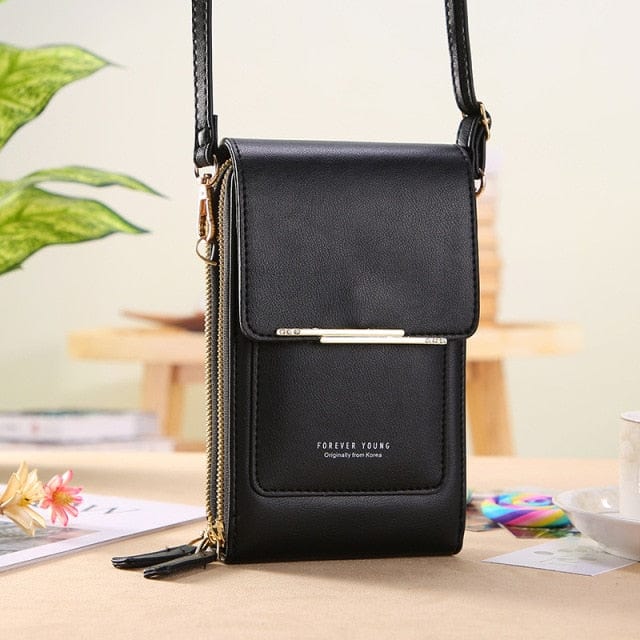 Soft Leather Wallets Touch Screen Mobile Phone Bag for Female Mini Card Holder for Key Coin Purse Vertical Crossbody Money Bags - east2cart.uk