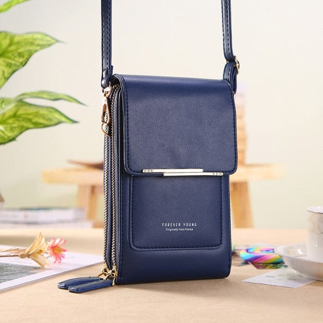 Soft Leather Wallets Touch Screen Mobile Phone Bag for Female Mini Card Holder for Key Coin Purse Vertical Crossbody Money Bags - east2cart.uk